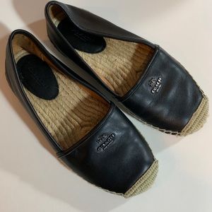 Coach sz 7.5 black Rhodelle lambskin flats